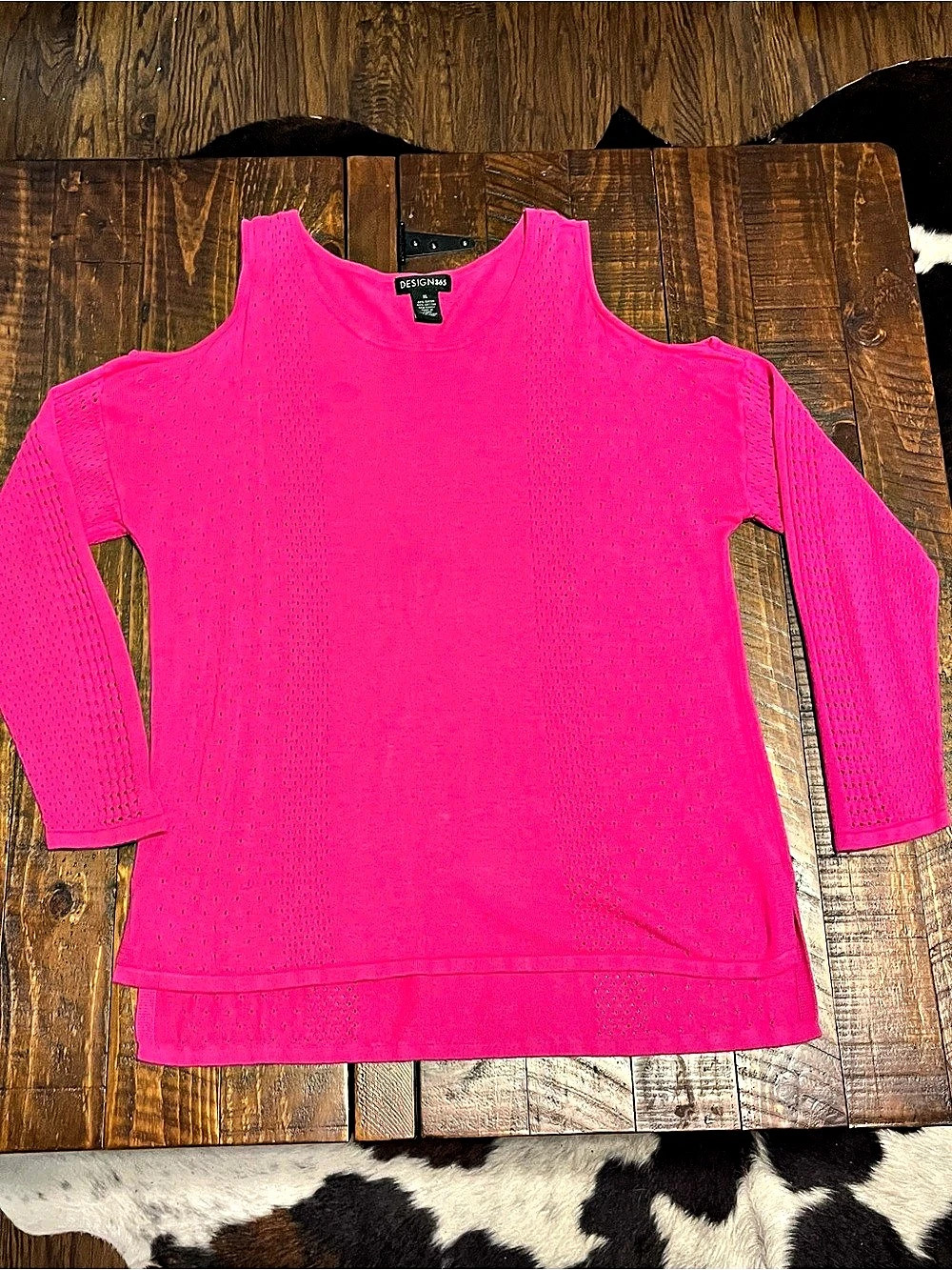 Design 365 Pink Knit Sweater Size XL Cold Shoulder